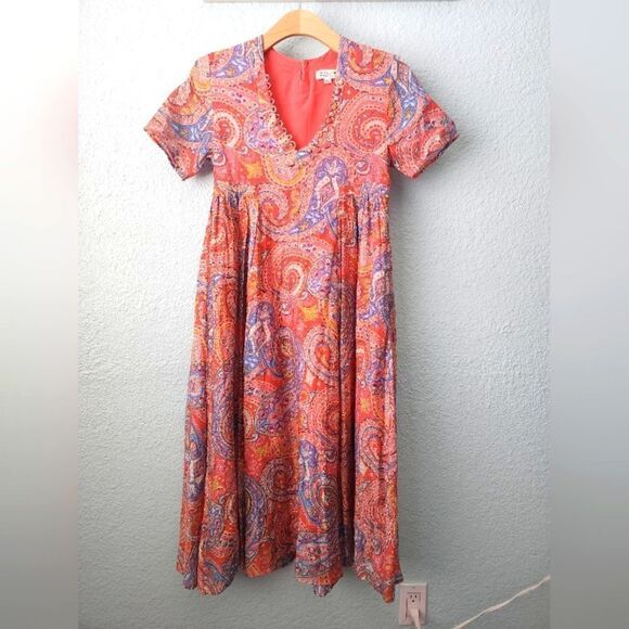 Molly Bracken Paisley bohemian coastal midi dress size small new - Picture 1 of 11